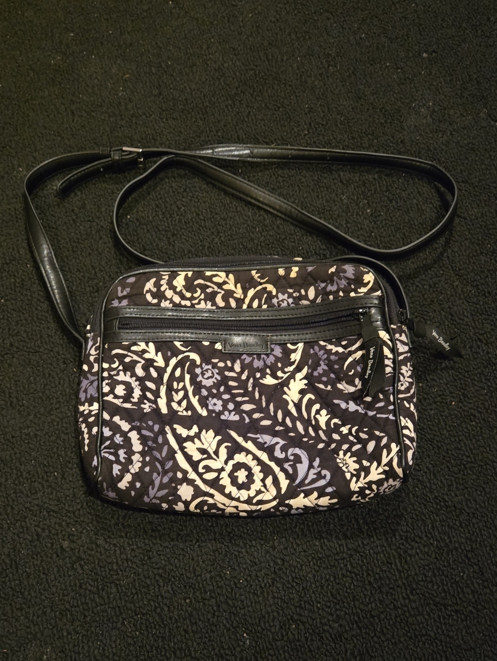 Vera Bradley Paisley Noir Crossbody Leather Strap